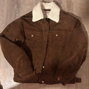 Wrangler Brown Corduroy Jacket with Sherpa interior